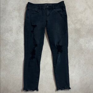 American Eagle Outfitters Super Stretch X4 Super Low Jeggings Distressed Black